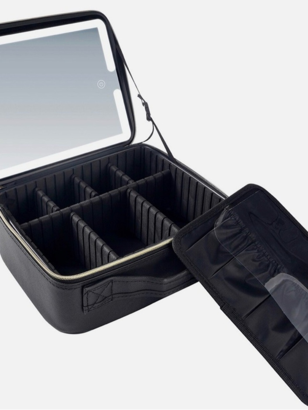 Portable Black Makeup Train Case with LED Mirror